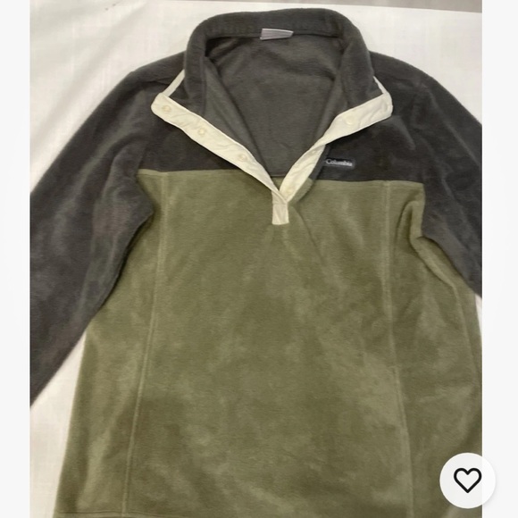 Women’s Pt Large Columbia Fleece Pullover With Snaps, Two Toned Gray And Green - Picture 6 of 12